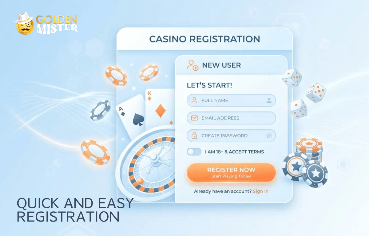 You can quickly register at Golden Mister UK online casino